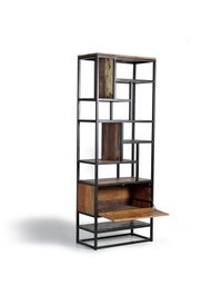 GINER Y COLOMER Bibliothèque en bois recyclé et métal Noir et Multicolore